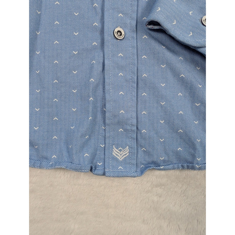 Buttercloth Icy Cotton Long Sleeve Shirt Mens 2XL Reg Fit Blue Geometric AOP - Picture 5 of 9